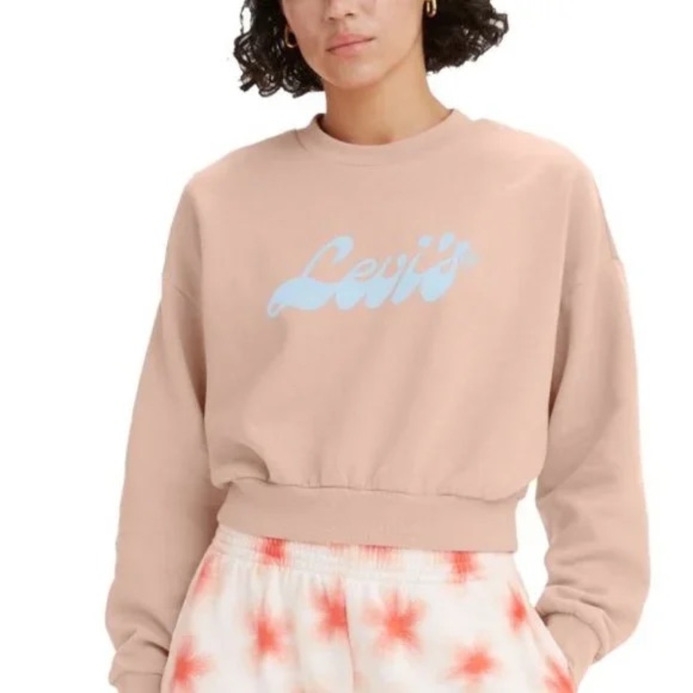 Levi’s crop top baby pink and blue size L